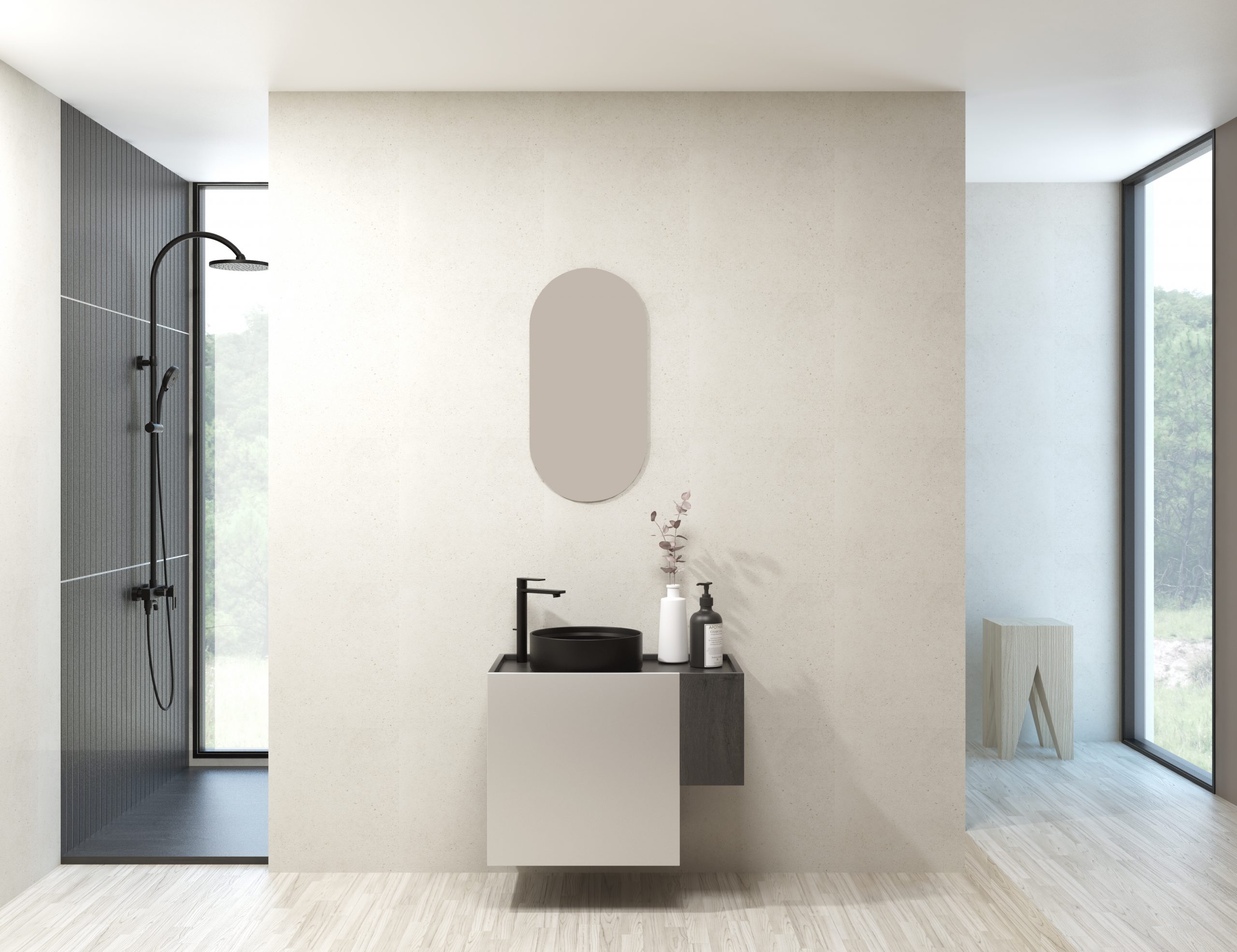 Pack DÉCALÉ or + lavabo + miroir capsule