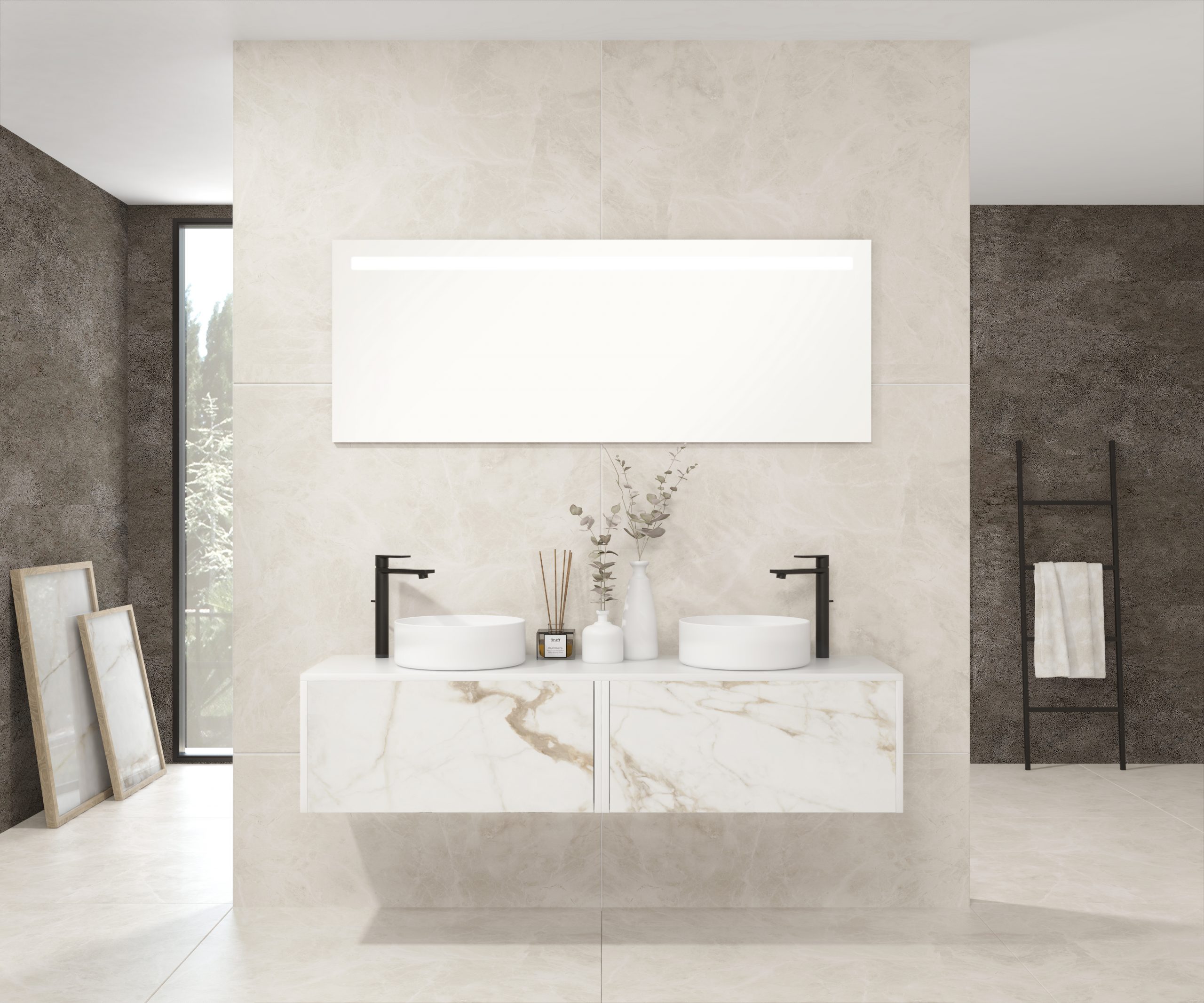 Pack ART Xtone + double vasque + miroir LED