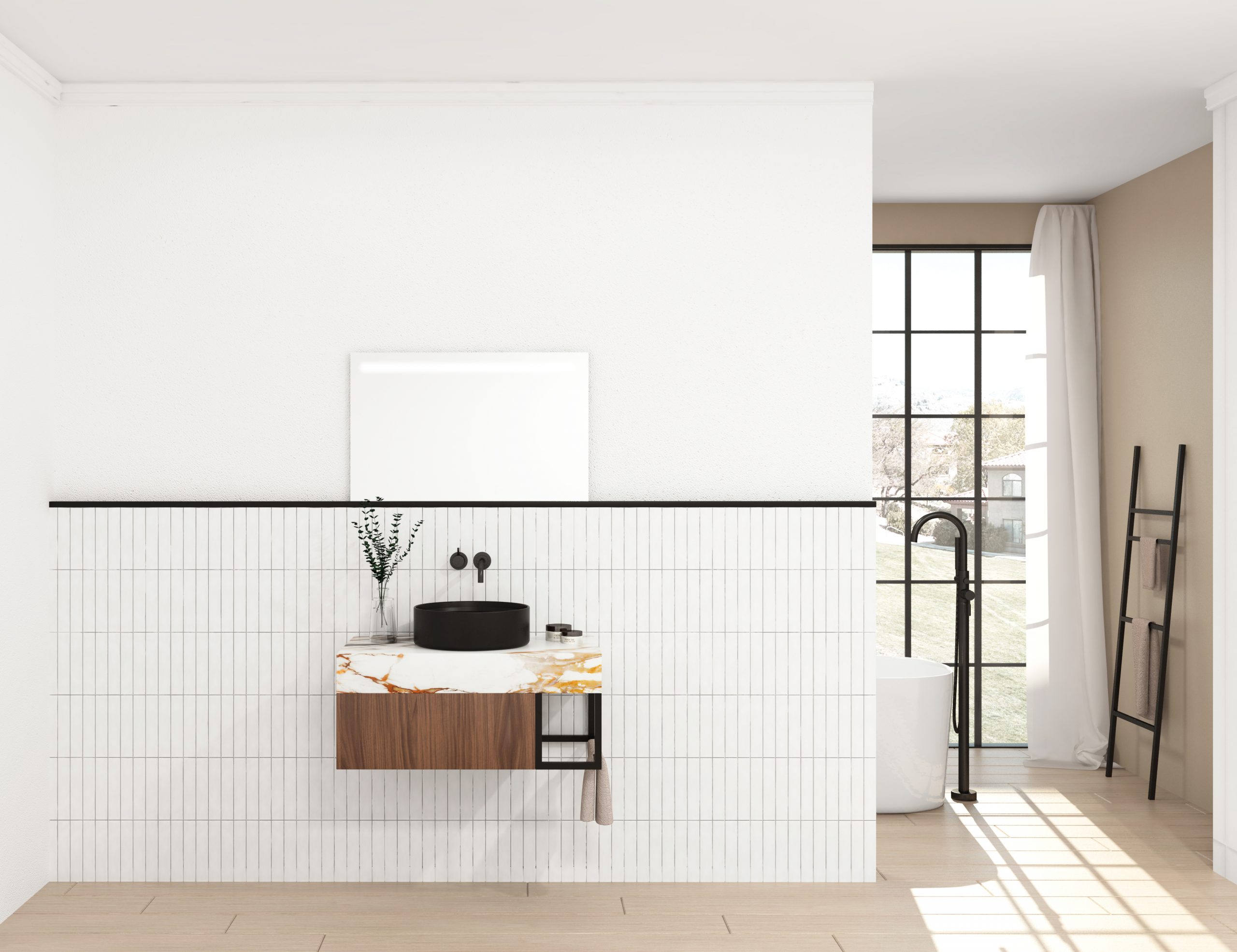 Pack CROCHET Xtone Paonazzo biondo + lavabo + miroir LED