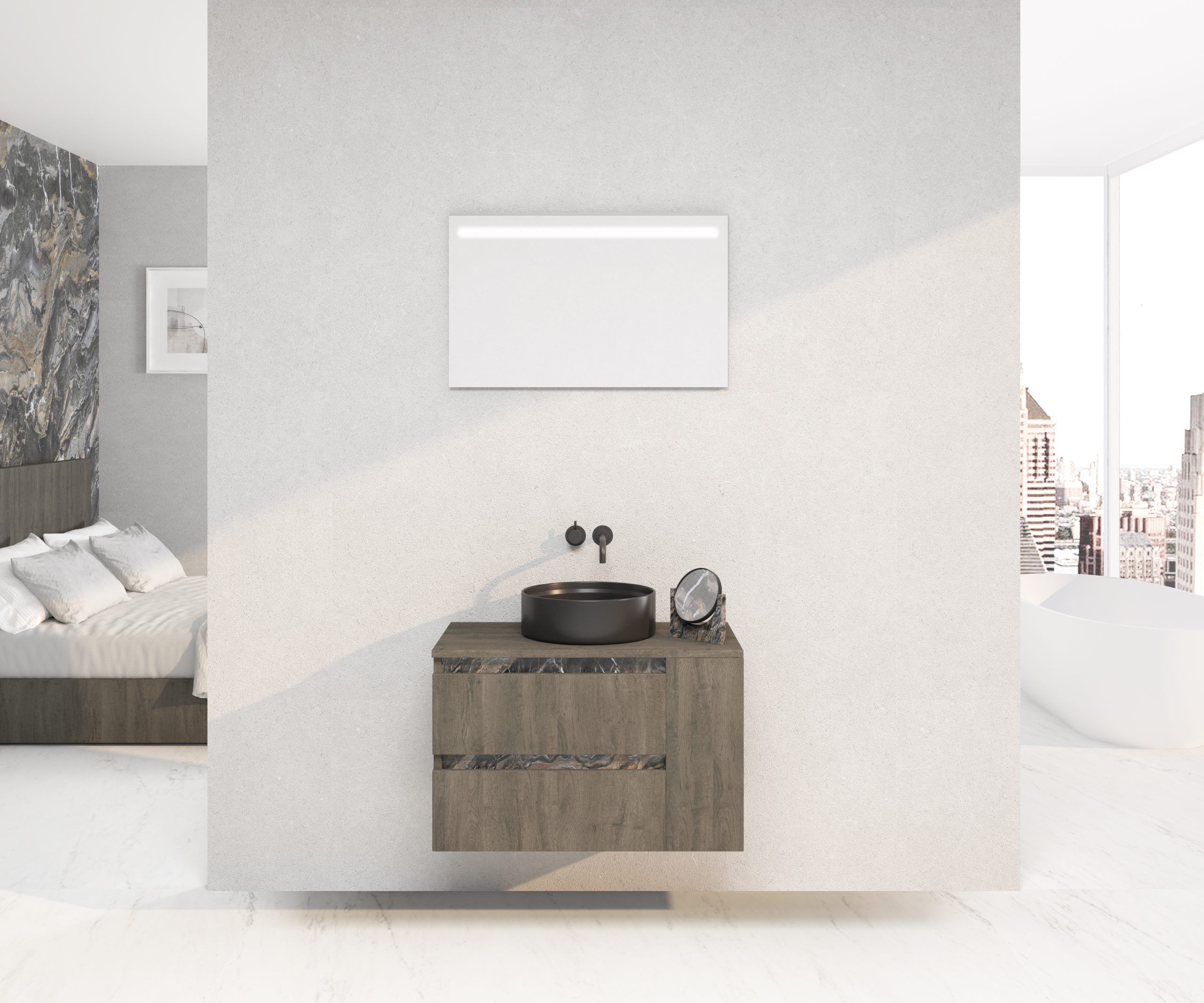 Pack CÔTÉ Xtone Orobico + lavabo + miroir LED
