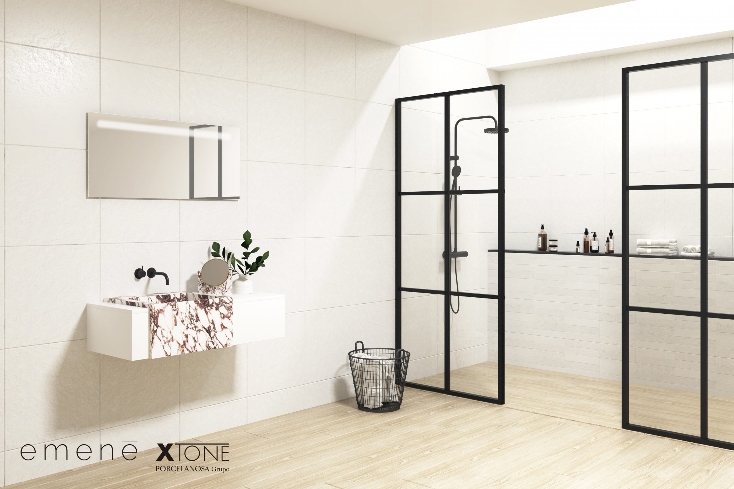 Pack DESCENTE viola rosse + lavabo porcelánico + espejo LED