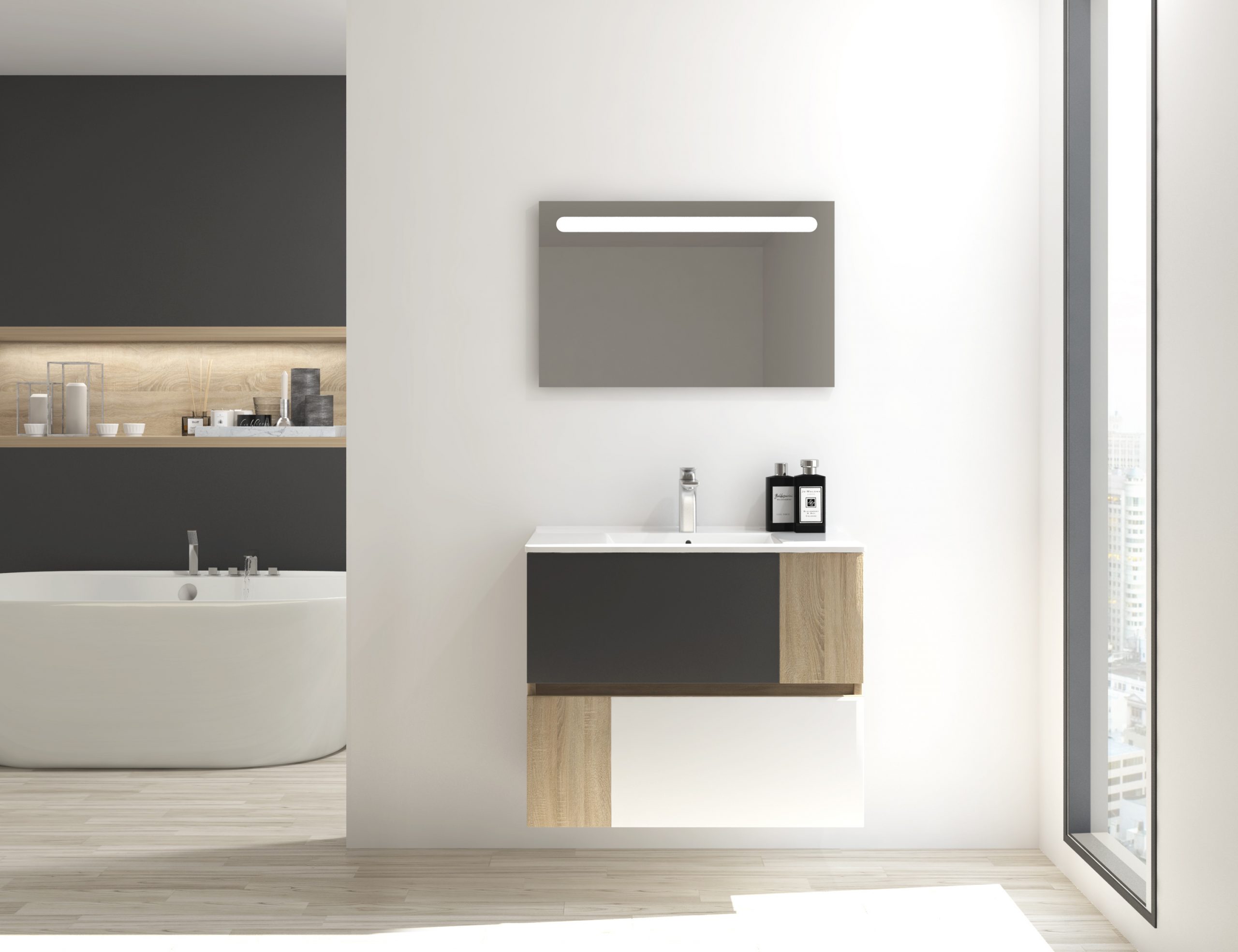 Pack MÉLANGE + lavabo + miroir LED