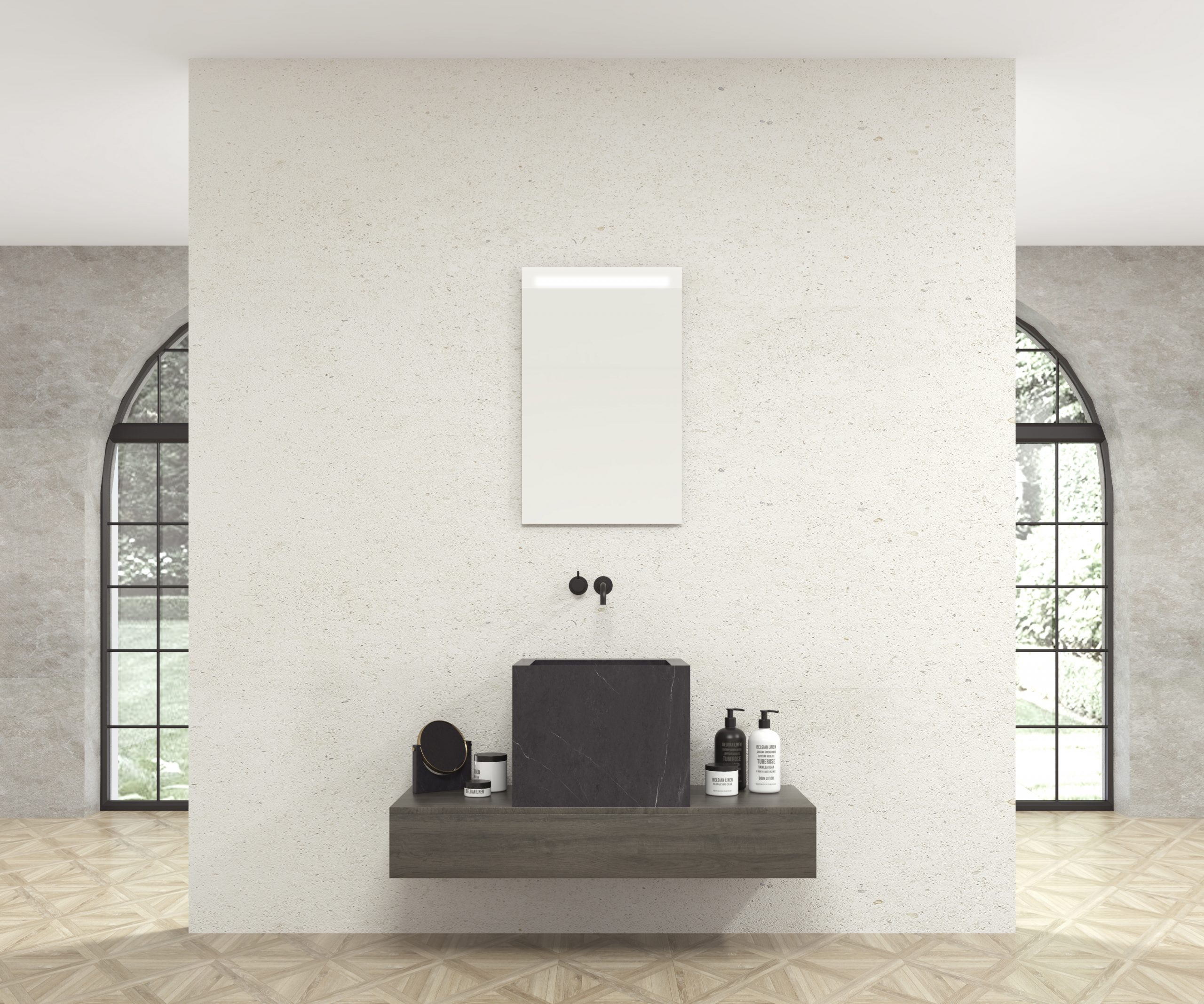 Pack PIEDESTAL + lavabo Xtone liem black + miroir LED