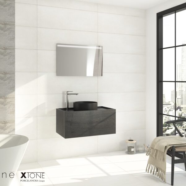 Pack PLATEAU liem noir + lavabo + miroir LED