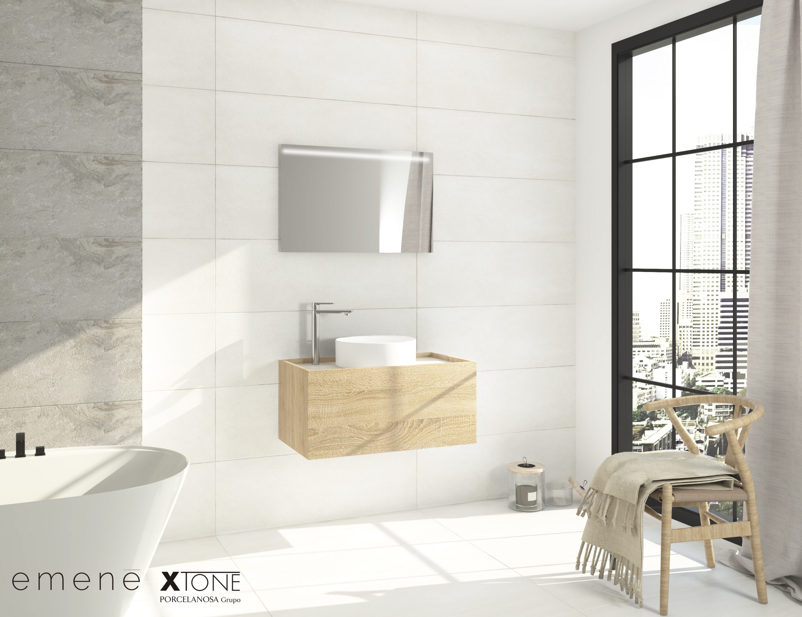 Pack PLATEAU Calacatta or + lavabo + miroir LED