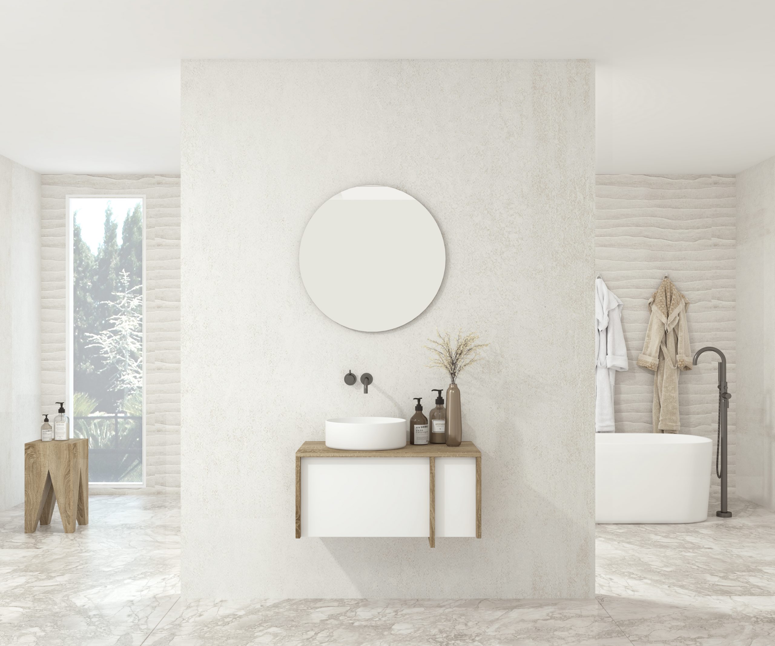 Pack SAILLANT + lavabo + miroir circulaire