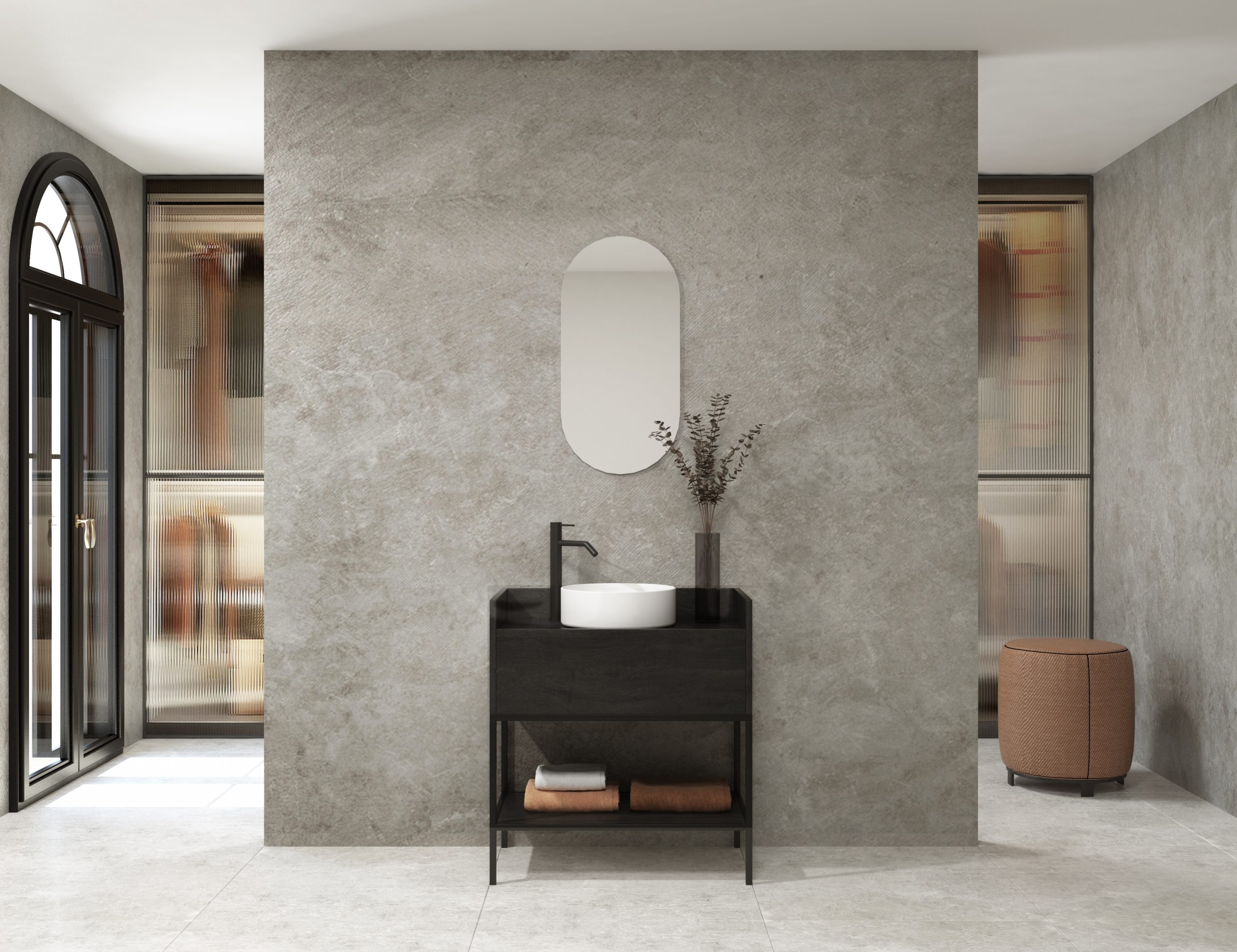 Pack SOCLE Xtone liem black + lavabo + miroir capsule