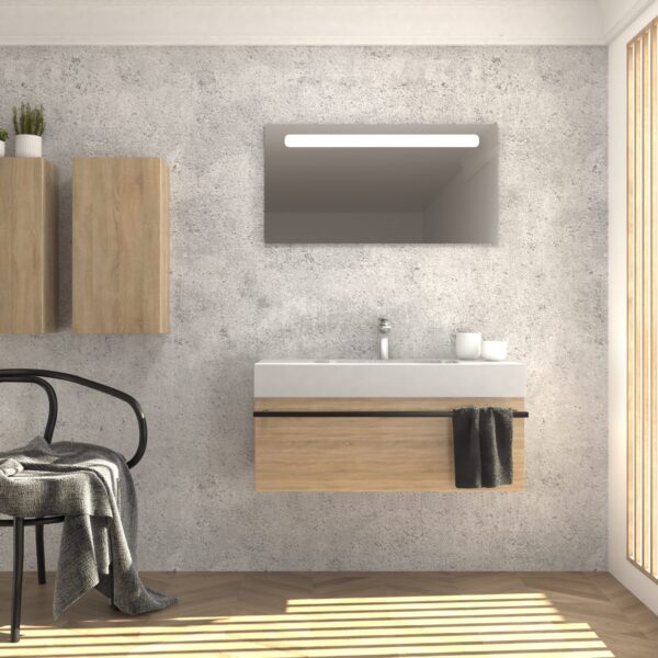 Pack meuble de salle de bain BIELLE + lavabo + miroir LED