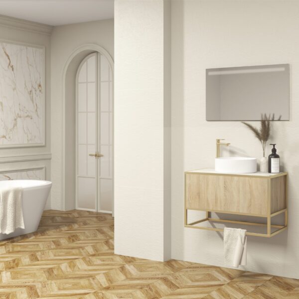 Pack ÉLÉGANT XTONE estructura oro + lavabo + espejo LED