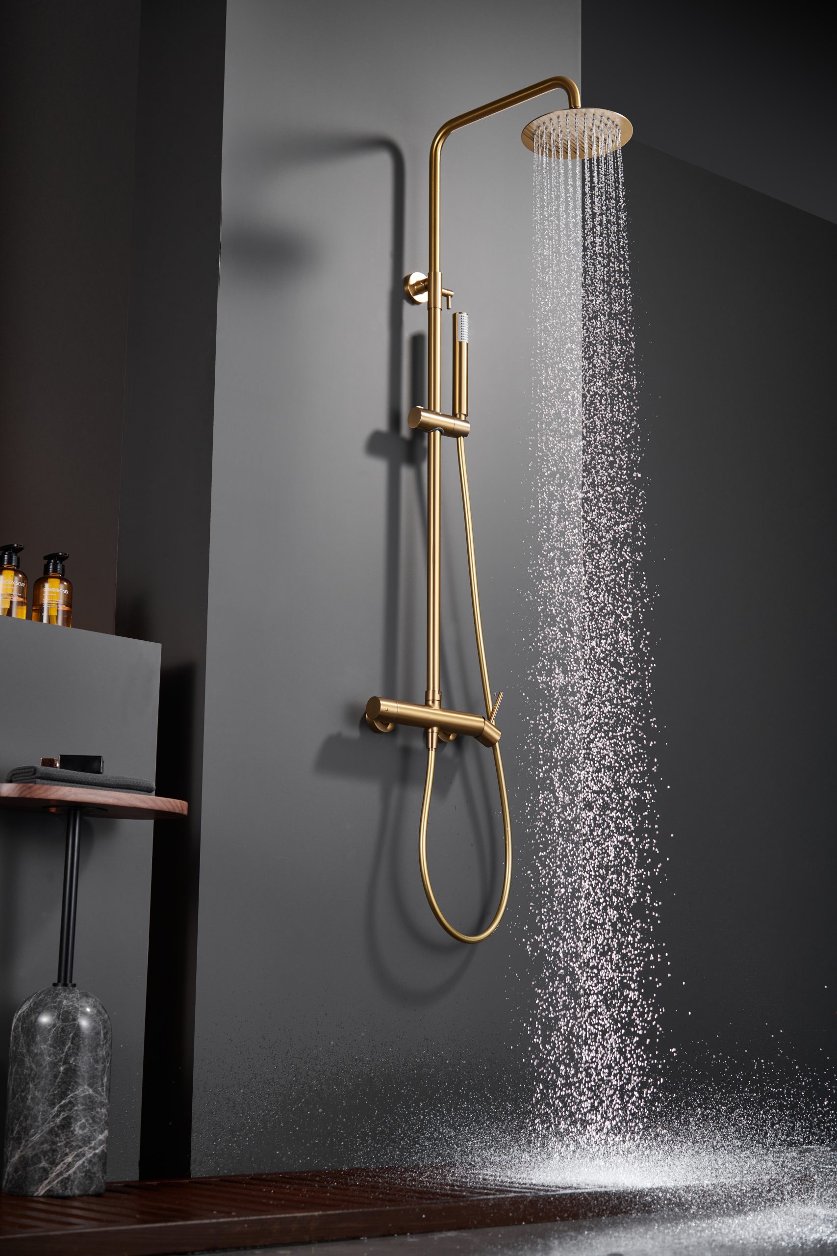 Ensemble de douche monocommande Tenerife Or Brossé
