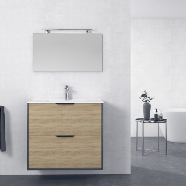 Ensemble LINEA Deux Tiroirs + vasque Linea + Miroir + Spot LED